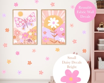 Pip+Phee Daisy Fabric Wall Decals - Reusable - Small Size - Bright Colours