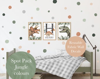 Pip+Phee Spot Fabric Wall Decals - Reusable - Jurassic Colours