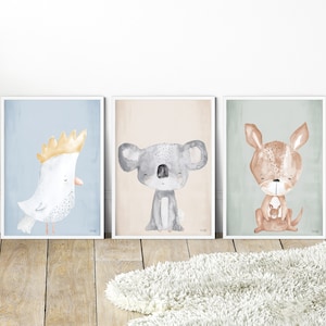 Pip+Phee Australian Animals Collection - Koala -Kangaroo - Cockatoo - Nursery - Choose 1, 2 or 3 Prints