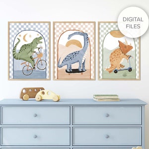 Digital File of Pip+Phee Dinosaur Riders Arch Set of 3 -  Printable - Boys Decor