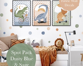 Pip+Phee Spot Fabric Wall Decals - Reusable - Dusty Blue - Sage - Rust Colours