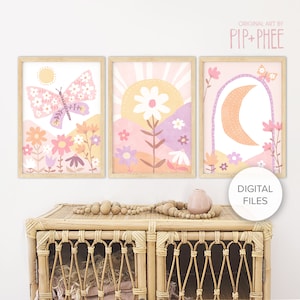 DIGITAL FILES - Pip+Phee Butterfly Daisy Fields - Pastels- Set of Prints