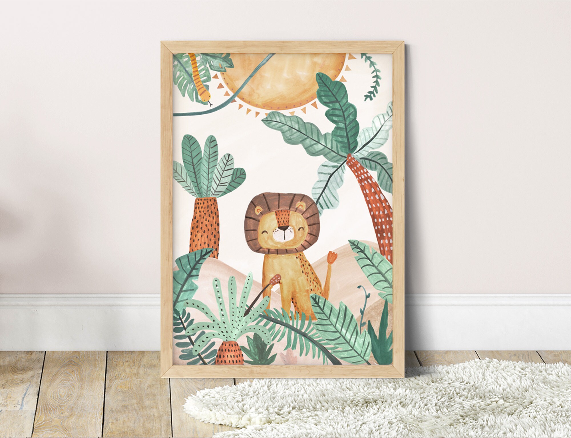 Pipphee Jungle Horizon Lion Print Baby Nursery Room Art - Etsy Norway