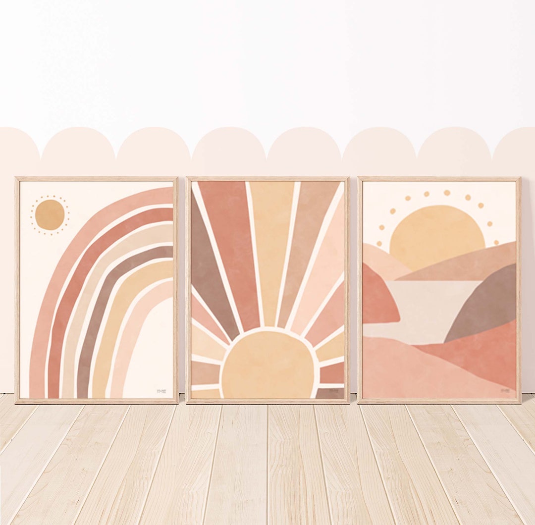 Pipphee Sunny Days Dusty Neutral Rainbow Set of Prints - Etsy Hong