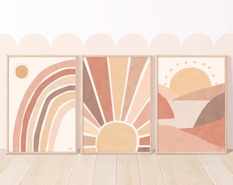Pip+Phee Sunny Days Dusty Neutral Rainbow Set of Prints - Choose 1, 2 or 3