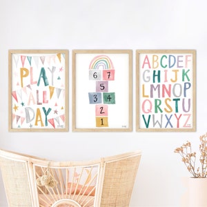 Pip+Phee Rainbow Alphabet Hopscotch Playroom Set of Prints