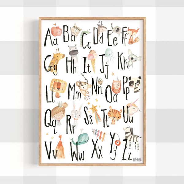 Pip+Phee Alphabet Wall Art Print - Playroom - Baby Nursery - Decor Art