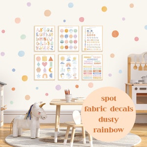 Pip+Phee Spot Fabric Wall Decals - Reusable - Dusty Rainbow Colours - Playroom