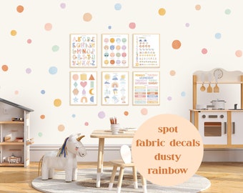 Pip+Phee Spot Fabric Wall Decals - Reusable - Dusty Rainbow Colours - Playroom