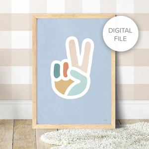 DIGITAL FILE of Pip+Phee Peace Sign Surf Boho Print - Printable - Baby Nursery Playroom Art