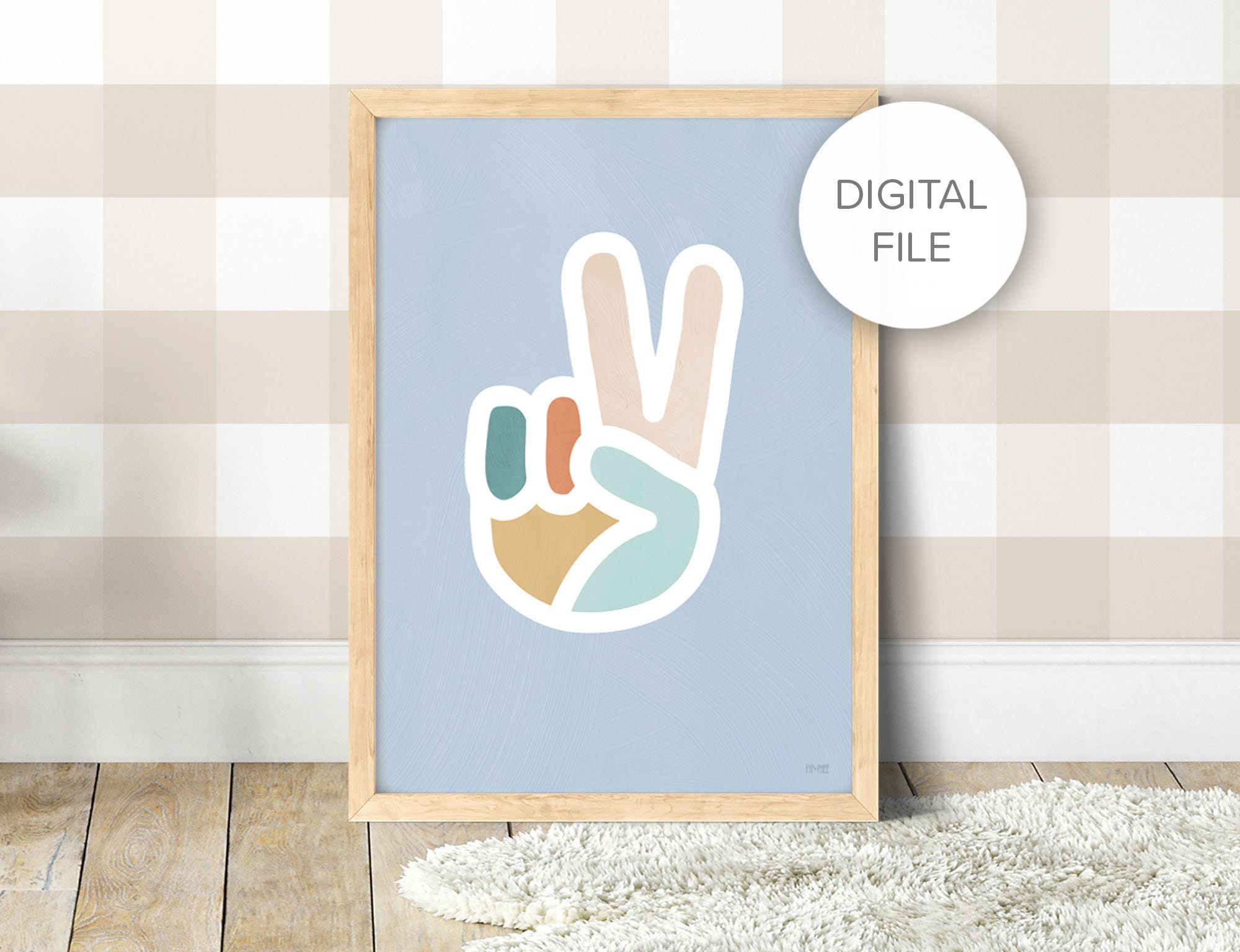 DIGITAL FILE of Pip+phee Peace Sign Surf Boho Print - Printable