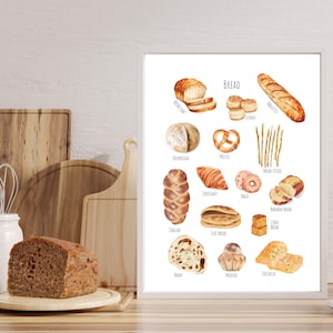 Brödaffisch: Illustrerad bakkonsttryck (digital nedladdning)