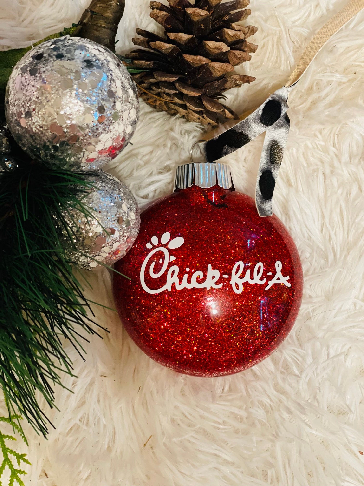 Fast food inspired glittered ornaments. Chicken ornament