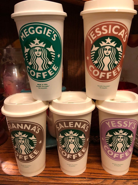 3 Starbucks Reusable 16oz Plastic Coffee To-Go Cups Tumblers 6 Tall with 2  Lids