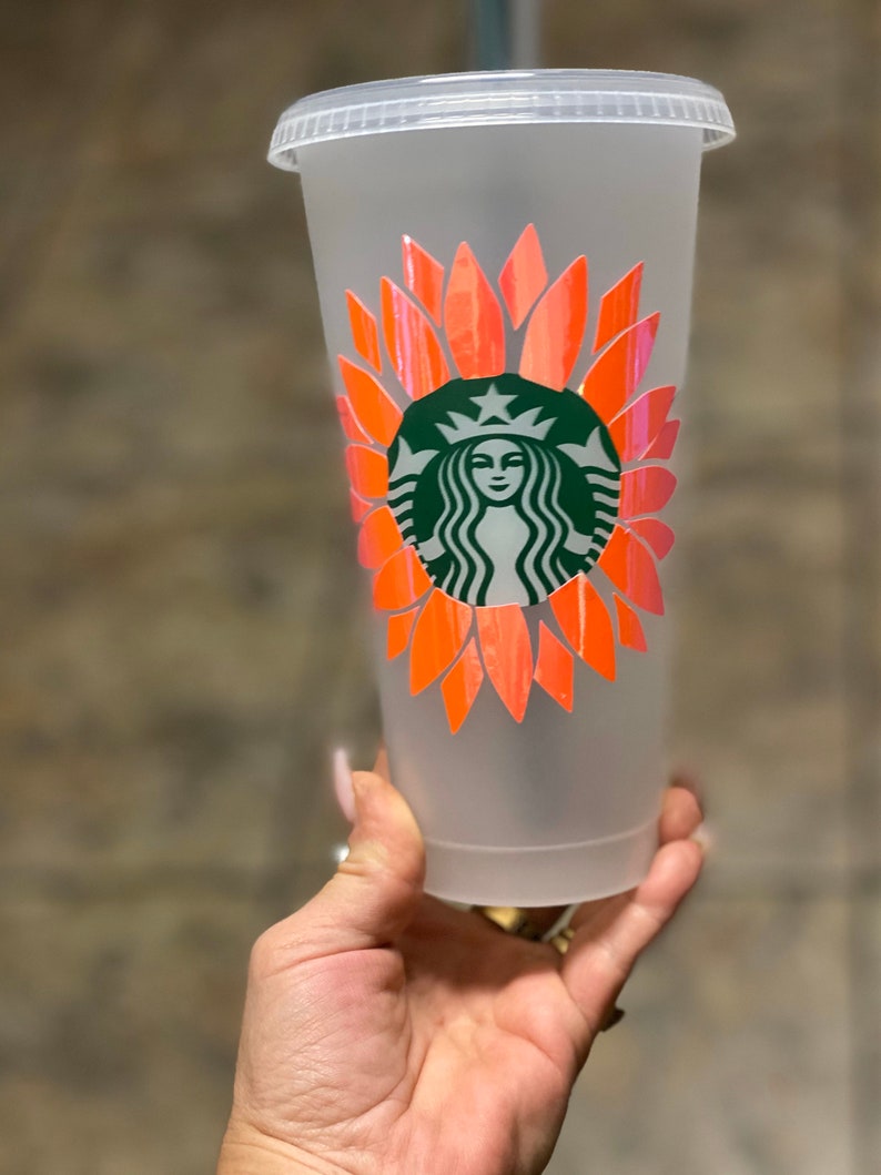 Authentic Starbucks Cold Cup Custom Sunflower Starbucks