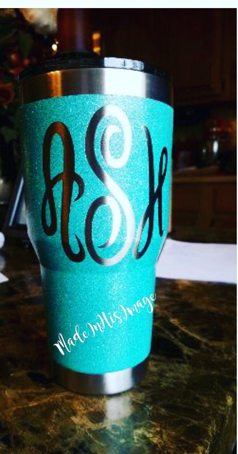 Glitter Tumbler Glitter Cup Teal & Silver Ombre Name Initial Etsy