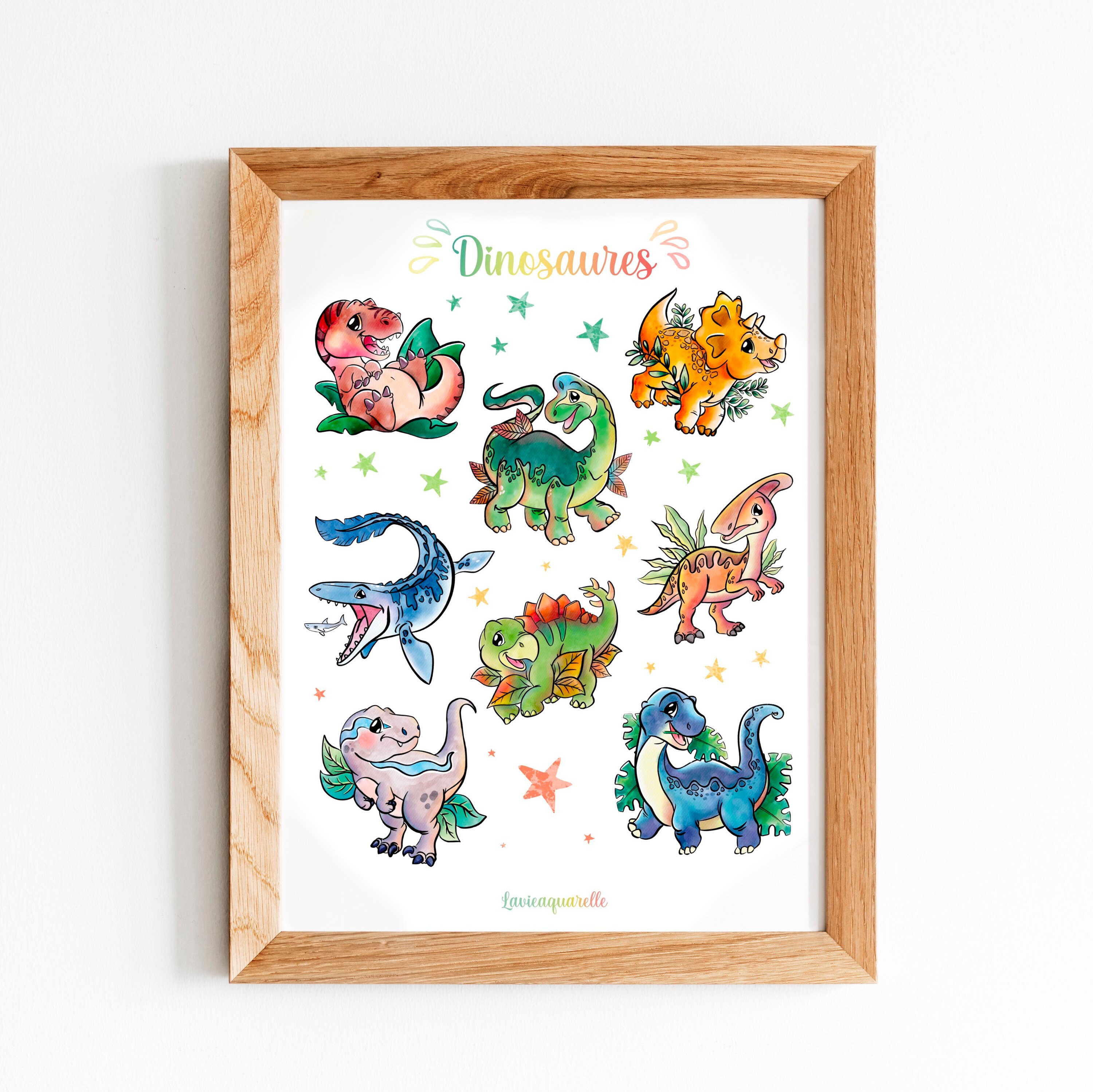 Affiche «Dinosaure A4 Chambre d'enfant, Décoration de d'enfant