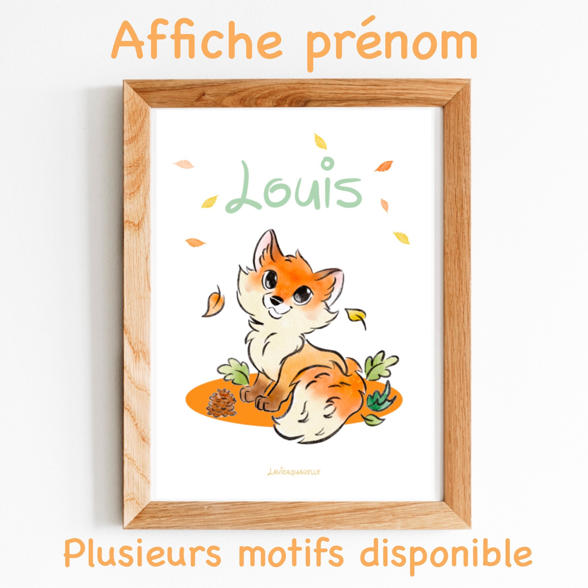 Affiche Prénom, Affiche Prénom, Affiche Automne, Animaux de La Forêt , Chambre Enfant, Poster A4