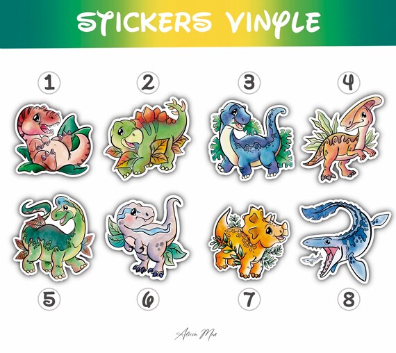 Glossy Vinyl Stickers Dinosaur Etsy