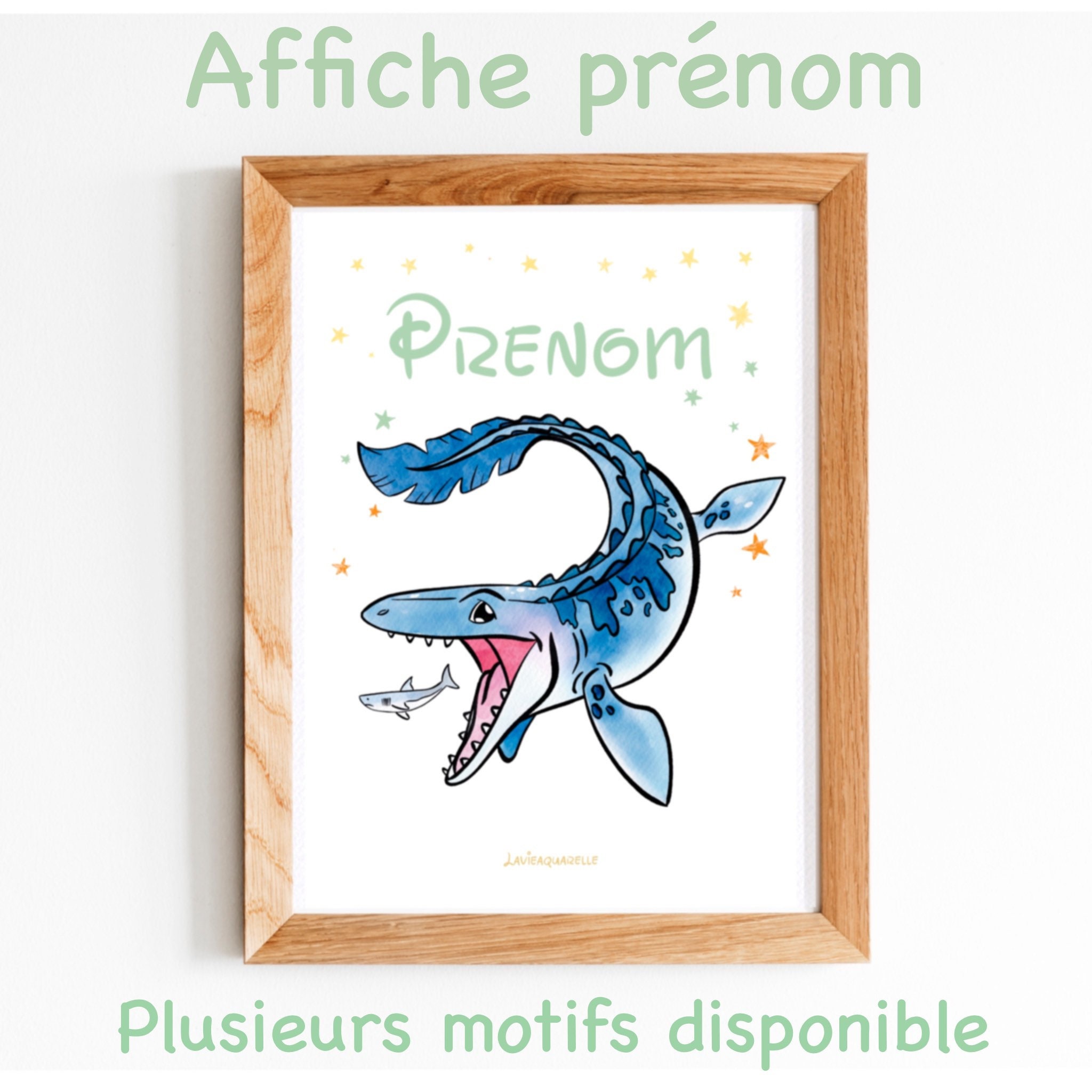 Affiche Prénom A4,Dinosaure Au Choix Affiche Thème Dinosaure, Chambre Enfant, Poster Chambre