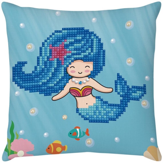 Needleart World Diamond Dotz Diamond Art Mini Pillow Kit 7" X 7" ~ Pearl Swimmer ~