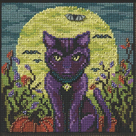 Spooky Cat 2025 Mill Hill Autumn Series Buttons & Beads Counted Cross Stitch Kit