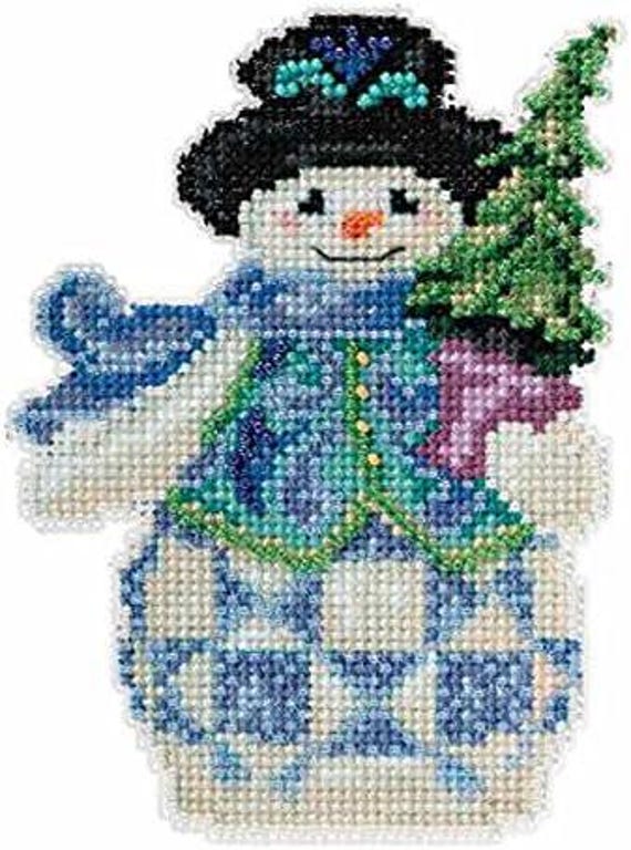 Evergreen Snowman Mill Hill Jim Shore Beaded Cross Stitch Kit JS20-5101
