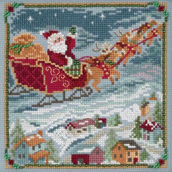 To All a Goodnight Beaded Counted Cross Stitch Kit Mill Hill 2018 A Visit from St Nick Quartet Series MH171834