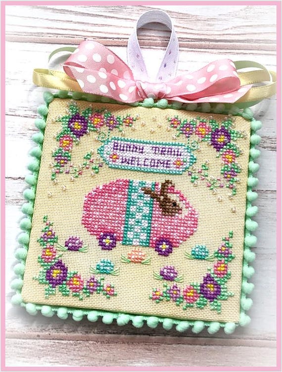 Bunny Trail Welcome Counted Cross Stitch Pattern by Sugar Stitches Design