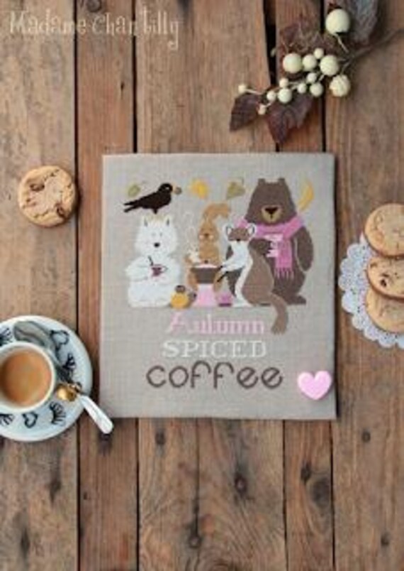 Autumn Spiced Coffee ~ Counted Cross Stitch Pattern designed by Madame Chantilly