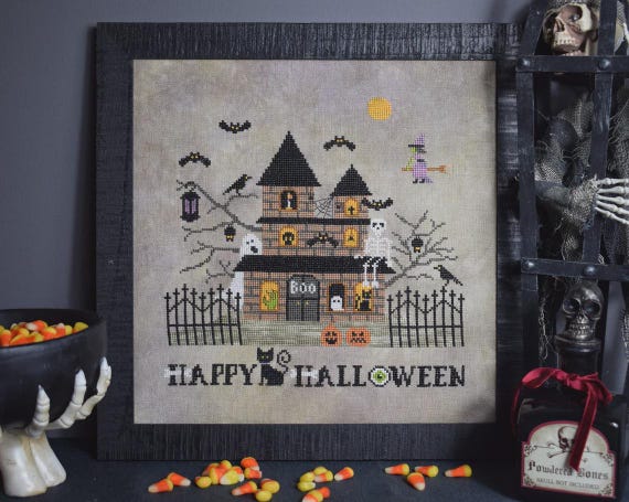 Happy Halloween Counted Cross Stitch Pattern from Puntini Puntini - Hard copy printed Pattern