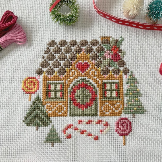 Gingerbread House Counted Cross Stitch Pattern Leaflet by Love Poppet - Printed Pattern