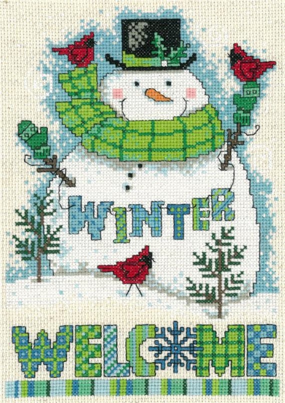 Winter Welcome Snowman Counted Cross Stitch Complete Kit designed by Diane Arthurs 3135K