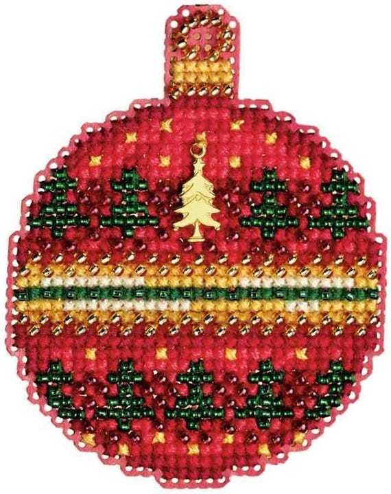 Ruby Forest 2011 Mill Hill Beaded Cross Stitch Kit Christmas Jewels Charmed Ornament