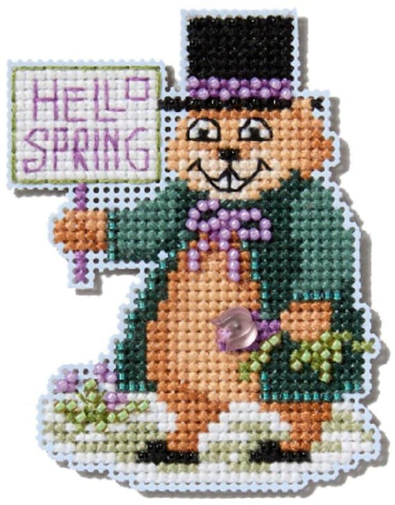 Groundhog Day Mill Hill 2025 Winter Holiday beaded cross stitch kit MH182531
