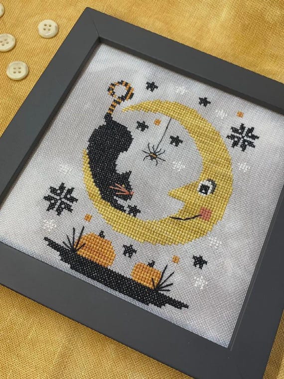 Halloween Moon Counted Cross Stitch Pattern by Stitches by Ethel - Printed Pattern