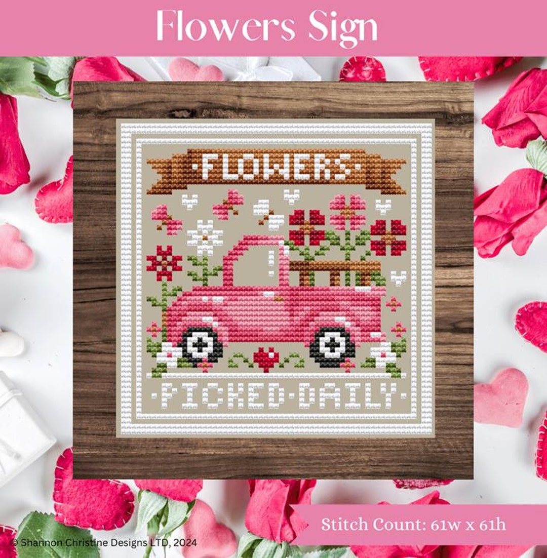 Flowers Sign Counted Cross Stitch Pattern by Shannon Christine Designs ...