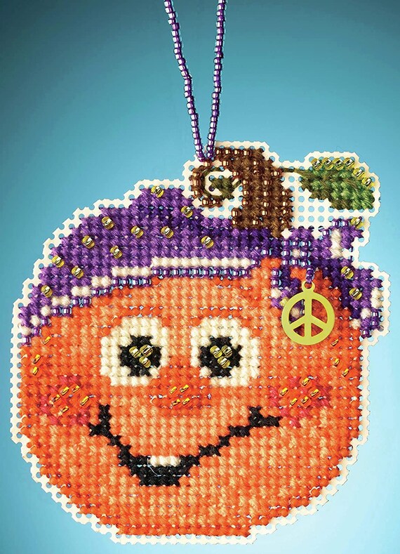 Mill Hill Painted Pumpkin Charmed Ornament Kit ~ Hippie Pumpkin ~