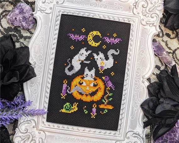 Haunted Pumpkin Carvers Counted Cross Stitch Pattern by Haunted Frames