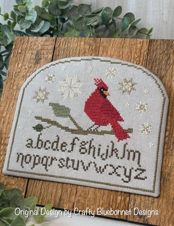 Cardinal Star Sampler Counted Cross Stitch Pattern by Crafty Bluebonnet Designs