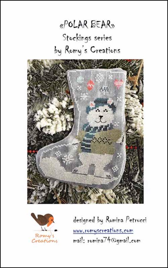 Polar Bear Stocking Series Counted Cross Stitch Pattern by Romy's Creations