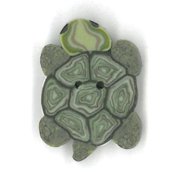Just Another Button Company Polymer Clay Button ~ Tiny Turtle ~ 1134.t