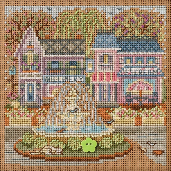 Mill Hill Spring Series Buttons & Beads Counted Cross Stitch Kit ~ Town Square ~ MH142313
