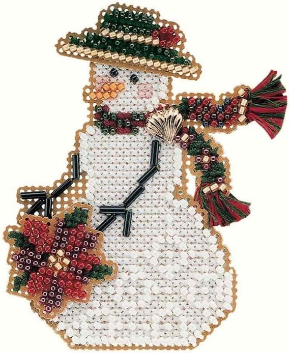 Mill Hill Charmed Ornament Beaded Cross Stitch Kit ~ Poinsettia Snow Charmer