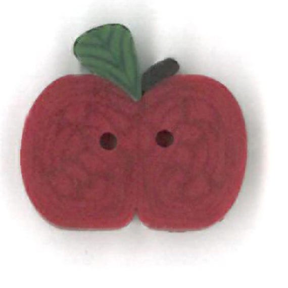 Just Another Button Company Polymer Clay Button ~ Tiny Red Apple ~ 2250.T