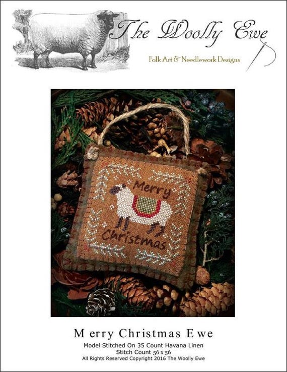 Merry Christmas Ewe Counted Cross Stitch Leaflet by The Woolly Ewe - Printed Pattern