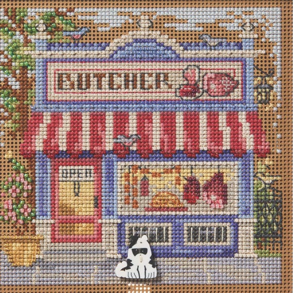 Mill Hill 2025 Buttons & Beads Spring Series Main Street Counted Cross Stitch Kit ~ Butcher Shop ~ MH142516