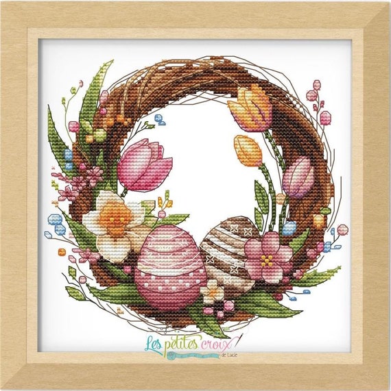 Easter Wreath counted cross stitch leaflet by Les petites croix de Lucie