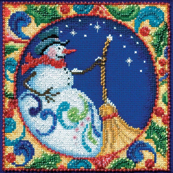 Snowman Mill Hill Jim Shore Beaded Cross Stitch Kit JS304103