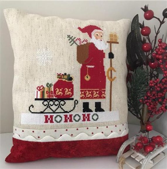 Moonlight Christmas Series Santa Claus Counted Cross Stitch Pattern Leaflet by Twin Peak Primitives